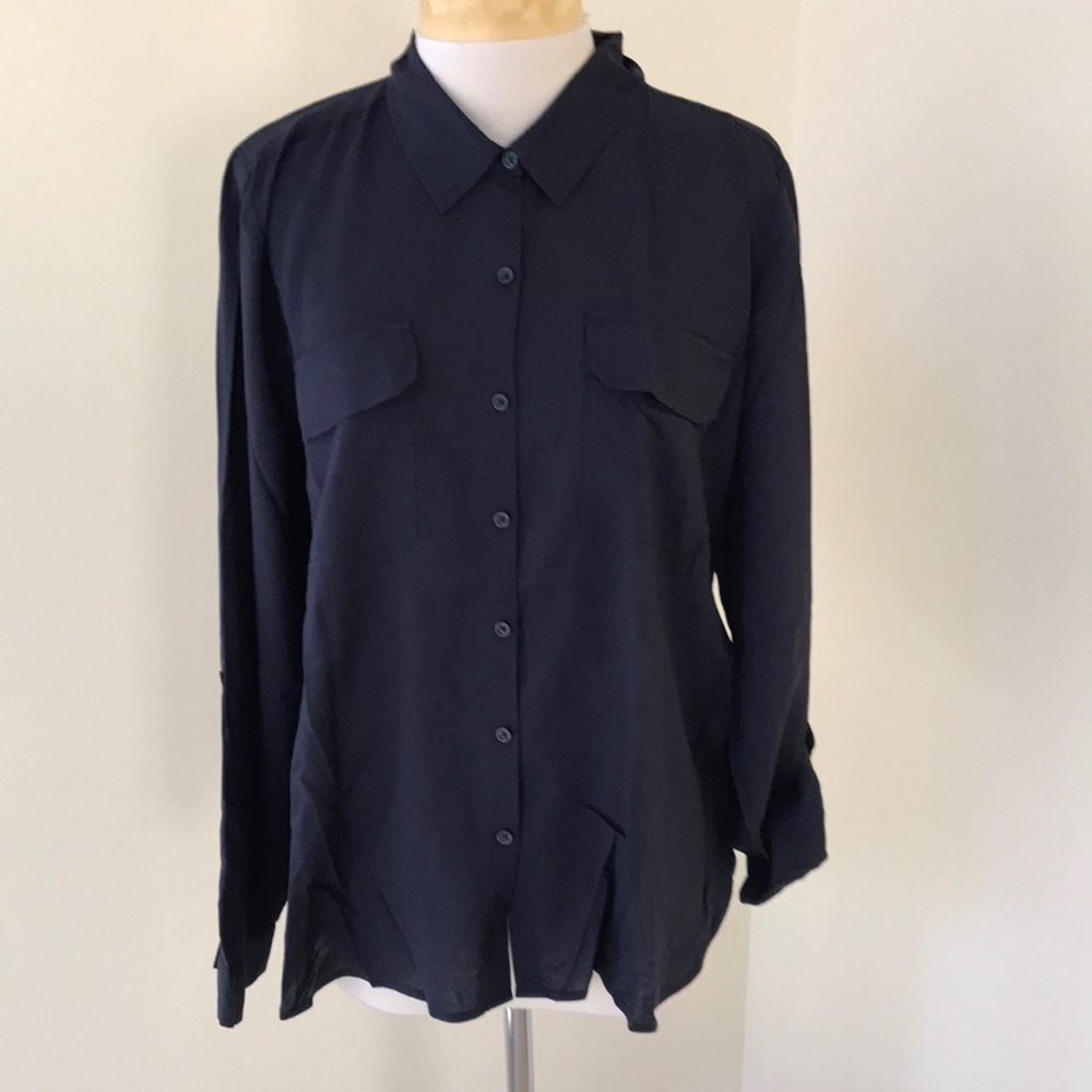 Lucky Brand medium navy front button shirt .